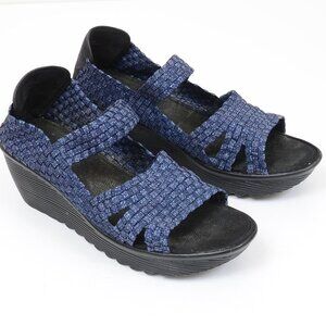 White Mtn Blue Open Toe Summer Platform Wedge Sandals Size 11